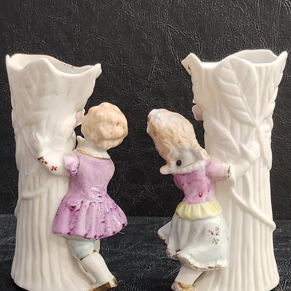 Pair of Vintage 1950s Ucagco Porcelain Figural Spill Vases Made in Japan - Picture 3 of 10